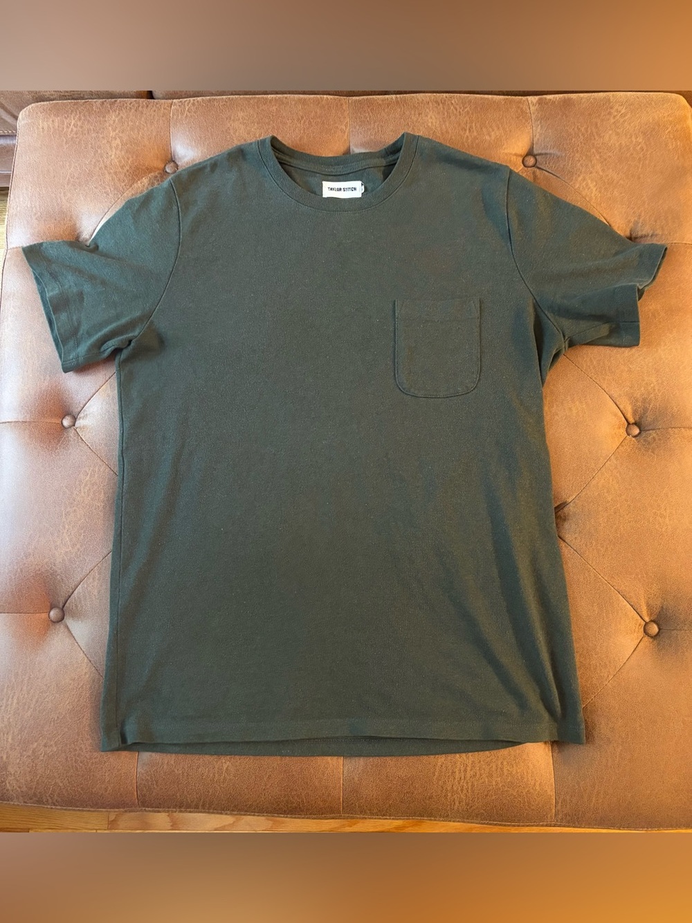 Taylor Stitch Heavy Bag Dark Green Pocket Short Sleeve Tee - Like New - Large 42